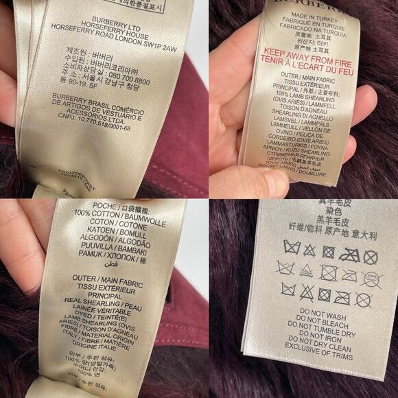 Burberry Burgundy Suede Shearling Haddingcroft Double Breasted Jacket US size 2 - Picture 15 of 16
